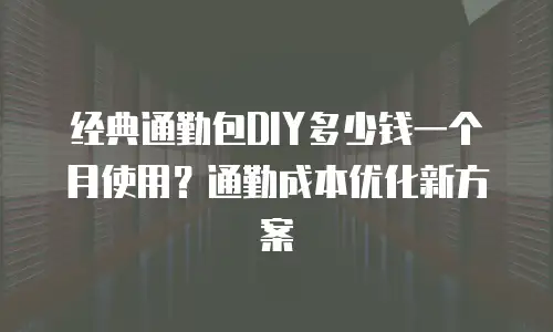 经典通勤包DIY多少钱一个月使用？通勤成本优化新方案