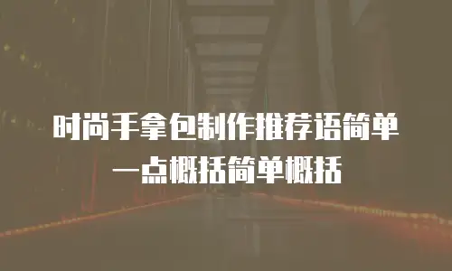 时尚手拿包制作推荐语简单一点概括简单概括