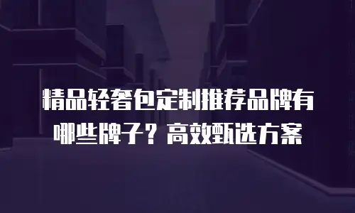精品轻奢包定制推荐品牌有哪些牌子？高效甄选方案