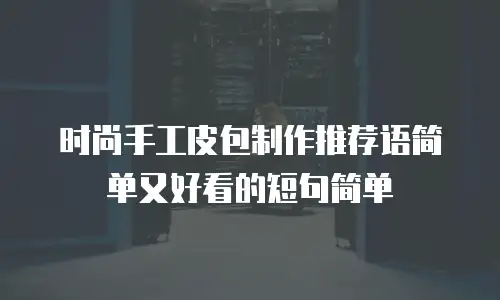 时尚手工皮包制作推荐语简单又好看的短句简单