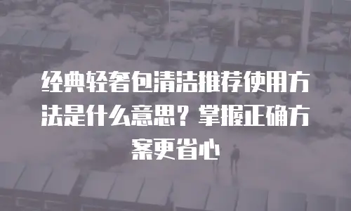 经典轻奢包清洁推荐使用方法是什么意思？掌握正确方案更省心