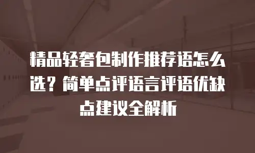精品轻奢包制作推荐语怎么选？简单点评语言评语优缺点建议全解析