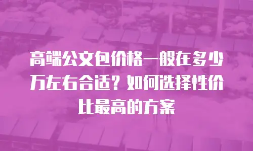 高端公文包价格一般在多少万左右合适？如何选择性价比最高的方案