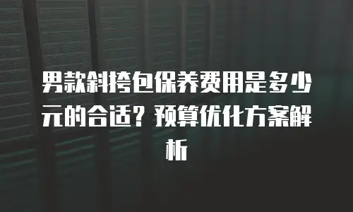 男款斜挎包保养费用是多少元的合适？预算优化方案解析