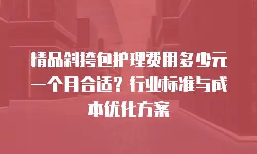 精品斜挎包护理费用多少元一个月合适？行业标准与成本优化方案