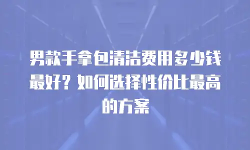 男款手拿包清洁费用多少钱最好？如何选择性价比最高的方案