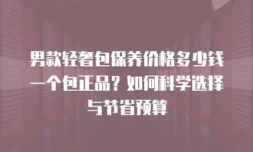 男款轻奢包保养价格多少钱一个包正品？如何科学选择与节省预算