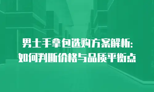 男士手拿包选购方案解析：如何判断价格与品质平衡点