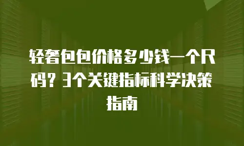 轻奢包包价格多少钱一个尺码？3个关键指标科学决策指南
