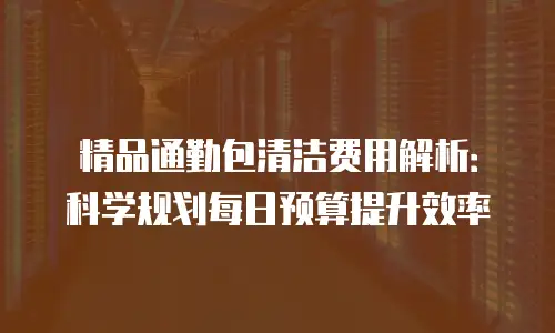 精品通勤包清洁费用解析：科学规划每日预算提升效率