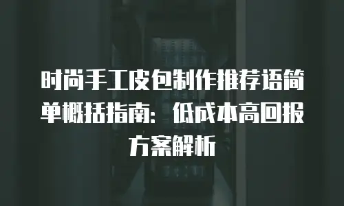 时尚手工皮包制作推荐语简单概括指南：低成本高回报方案解析