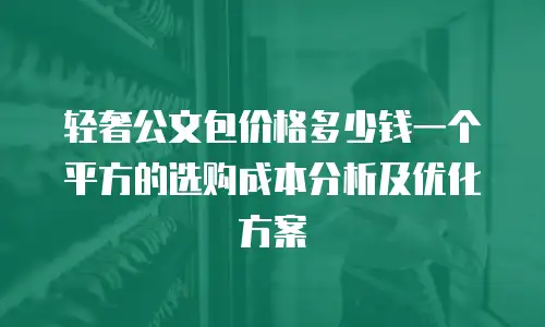 轻奢公文包价格多少钱一个平方的选购成本分析及优化方案