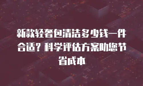 新款轻奢包清洁多少钱一件合适？科学评估方案助您节省成本
