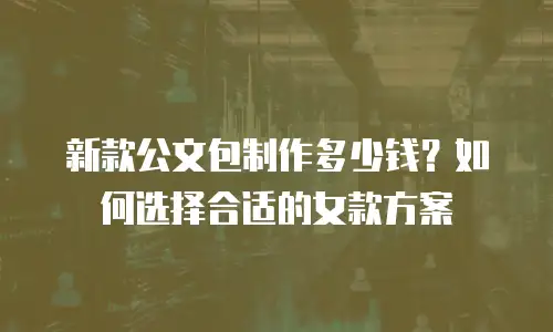 新款公文包制作多少钱？如何选择合适的女款方案