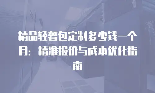 精品轻奢包定制多少钱一个月：精准报价与成本优化指南