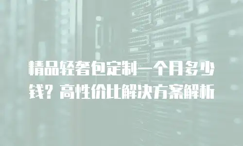 精品轻奢包定制一个月多少钱？高性价比解决方案解析