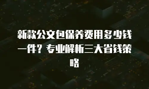 新款公文包保养费用多少钱一件？专业解析三大省钱策略