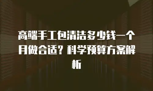 高端手工包清洁多少钱一个月做合适？科学预算方案解析
