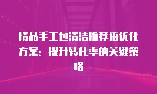 精品手工包清洁推荐语优化方案：提升转化率的关键策略