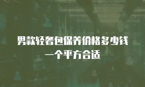 男款轻奢包保养价格多少钱一个平方合适