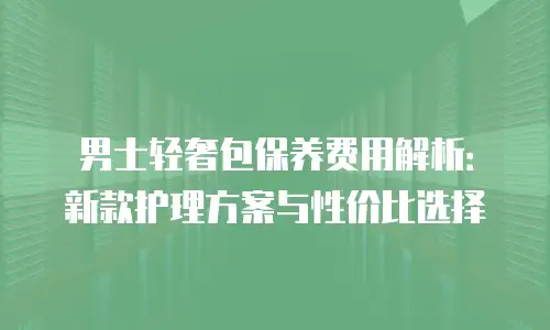 男士轻奢包保养费用解析：新款护理方案与性价比选择