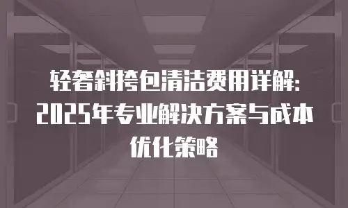 轻奢斜挎包清洁费用详解：2025年专业解决方案与成本优化策略