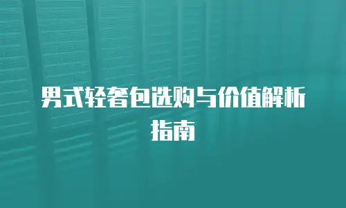 男式轻奢包选购与价值解析指南