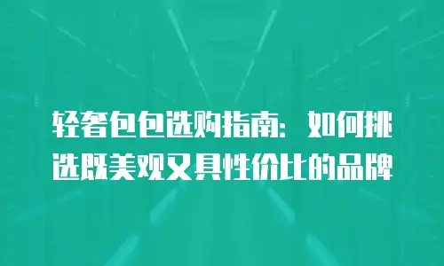 轻奢包包选购指南：如何挑选既美观又具性价比的品牌