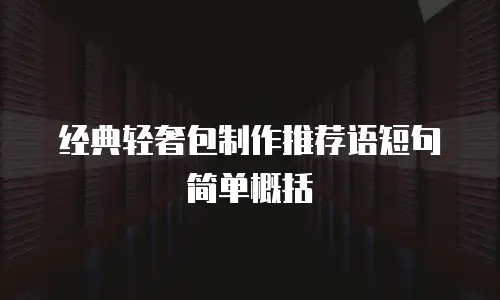 经典轻奢包制作推荐语短句简单概括