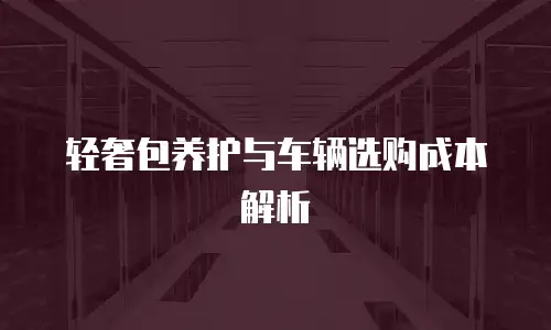 轻奢包养护与车辆选购成本解析