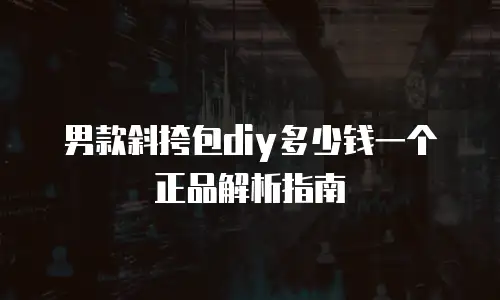 男款斜挎包diy多少钱一个正品解析指南