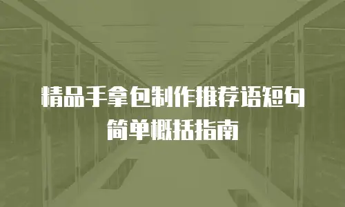 精品手拿包制作推荐语短句简单概括指南