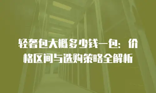 轻奢包大概多少钱一包：价格区间与选购策略全解析