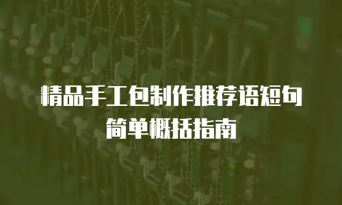 精品手工包制作推荐语短句简单概括指南