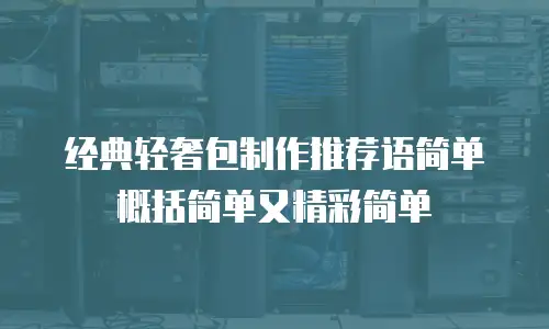 经典轻奢包制作推荐语简单概括简单又精彩简单