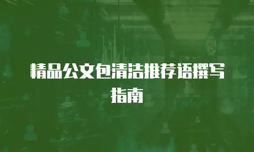 精品公文包清洁推荐语撰写指南