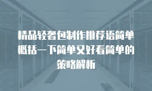 精品轻奢包制作推荐语简单概括一下简单又好看简单的策略解析