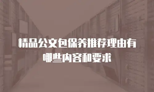 精品公文包保养推荐理由有哪些内容和要求