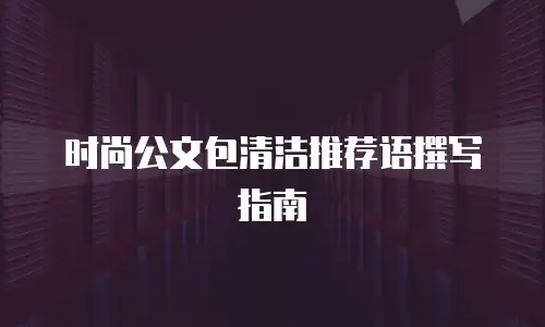 时尚公文包清洁推荐语撰写指南