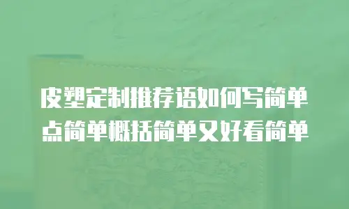皮塑定制推荐语如何写简单点简单概括简单又好看简单