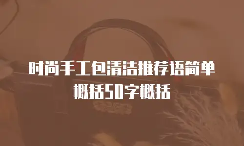 时尚手工包清洁推荐语简单概括50字概括