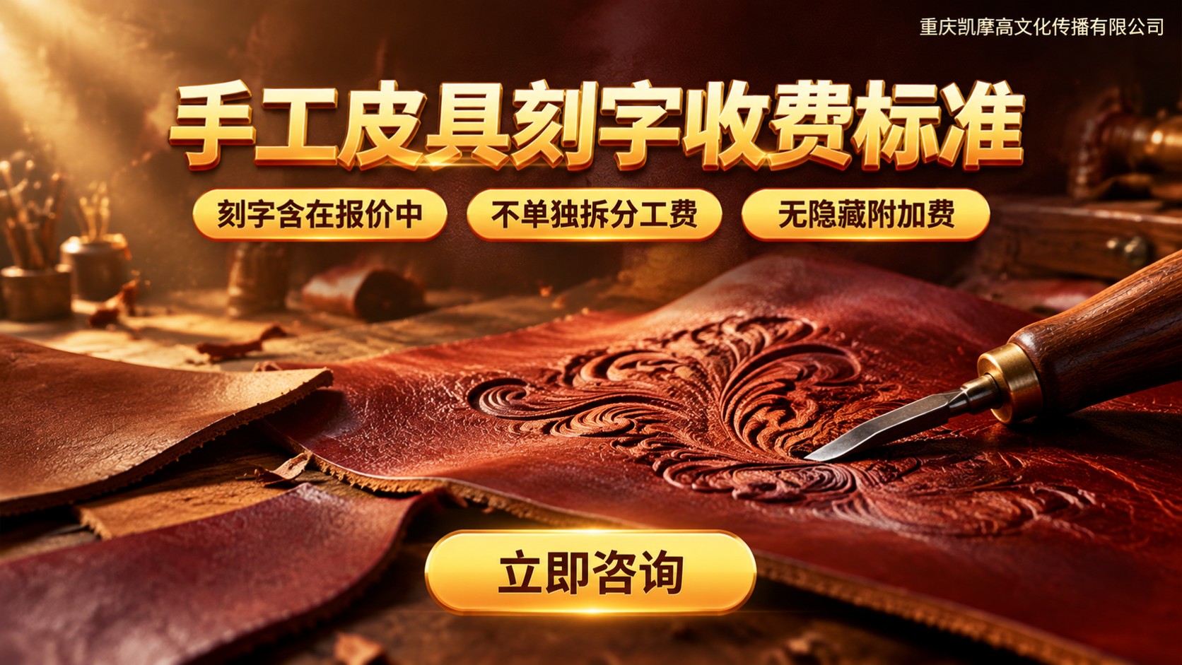 手工皮具刻字收费标准：按字数与工艺计价