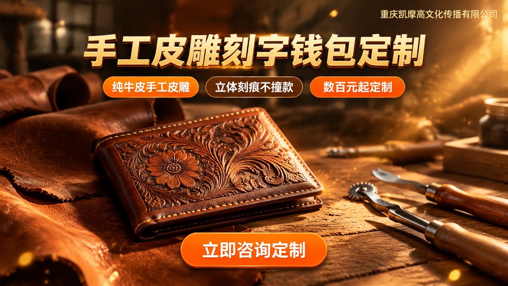 刻字钱包定制价格明细:手工皮料与激光刻字收费