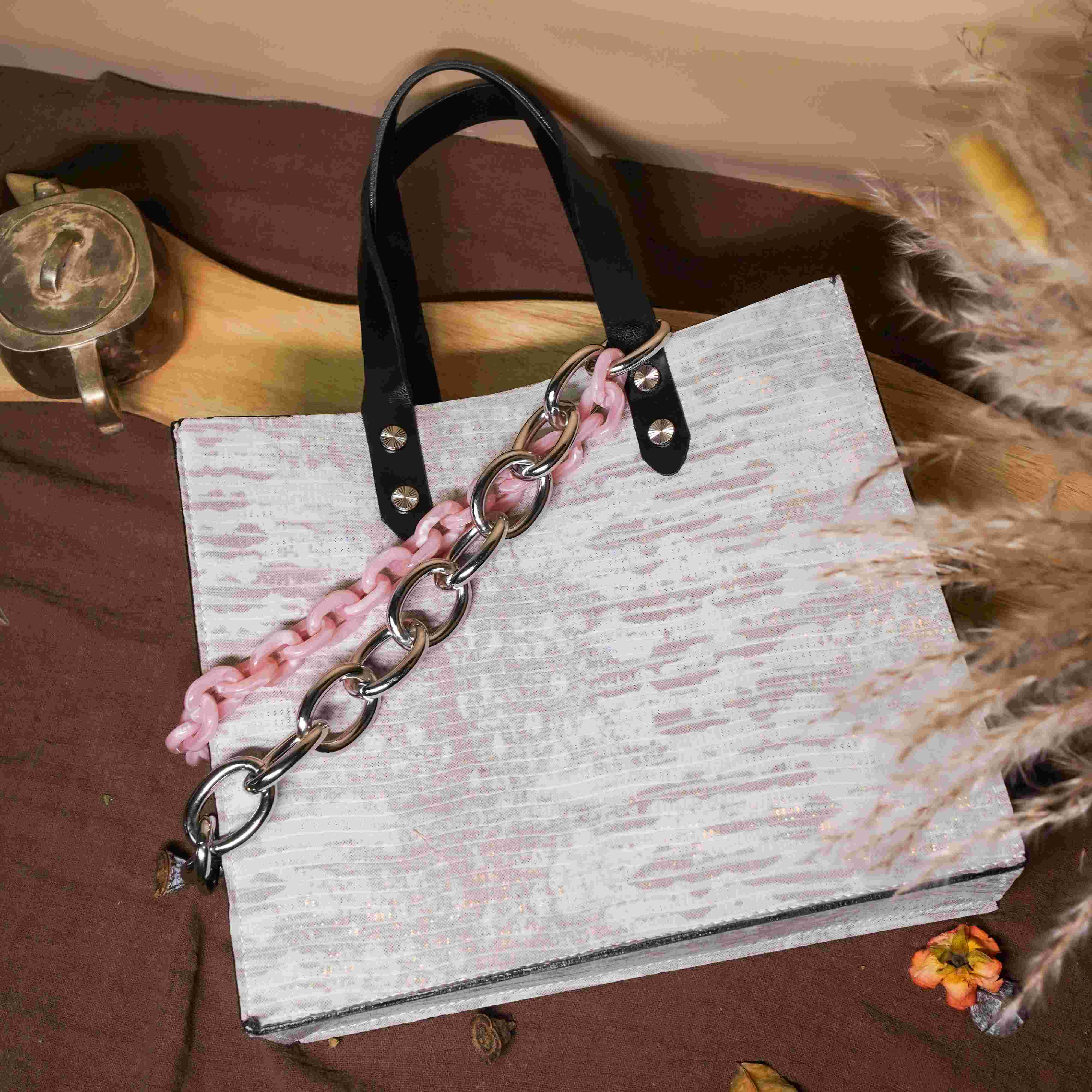 镭射花纹托特包